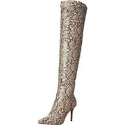 Abrine Natural Side Zipper Pointed Toe Stilleto Heel Tall Boots (Natural, 5.5)